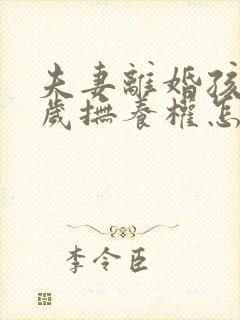 夫妻离婚孩子8岁抚养权怎么判定