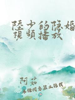 陆少的隐婚罪妻视频播放