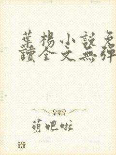 叶杨小说免费阅读全文无弹窗