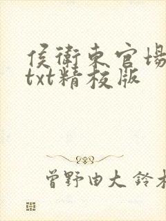 侯卫东官场笔记txt精校版