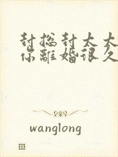 封总封太太想跟你离婚很久了