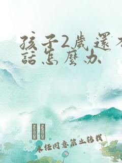 孩子2岁还不说话怎么办