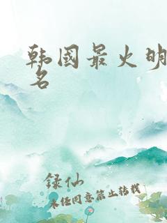 韩国最火明星排名