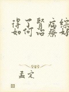 得了肾病综合症如何治疗好