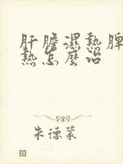 肝胆湿热脾胃湿热怎么治