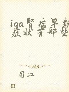 iga肾病早期症状有哪些