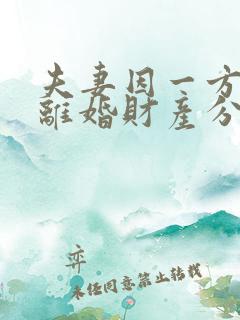 夫妻因一方出轨离婚财产分割