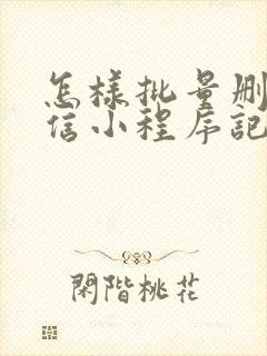 怎样批量删除微信小程序记录