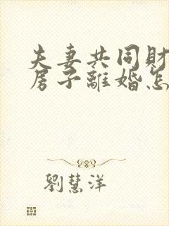 夫妻共同财产的房子离婚怎么分