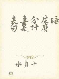 夫妻分床睡下一句是什么