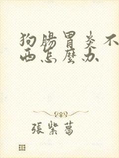 狗肠胃炎不吃东西怎么办