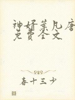 神婿叶凡唐若雪免费全文