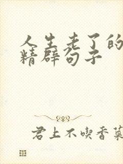 人生老了的感悟精辟句子