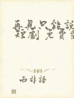 再见只能说一次 短剧 免费观看