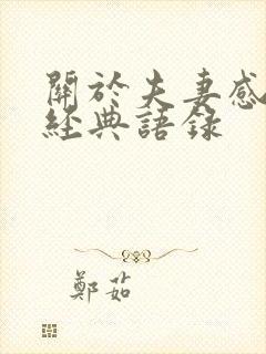 关于夫妻感情的经典语录