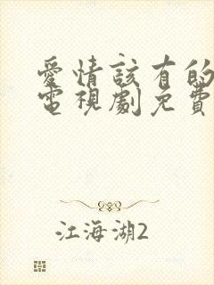 爱情该有的样子电视剧免费观看