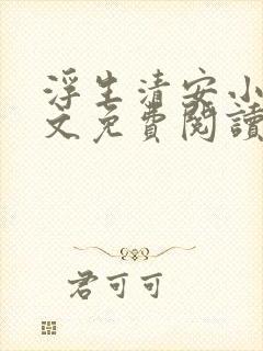 浮生清安小说全文免费阅读
