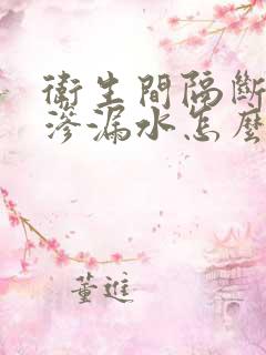 卫生间隔断下面渗漏水怎么办