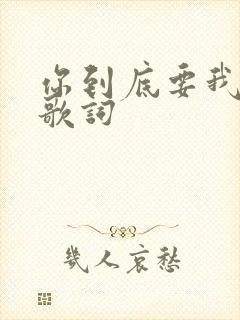 你到底要我怎样歌词