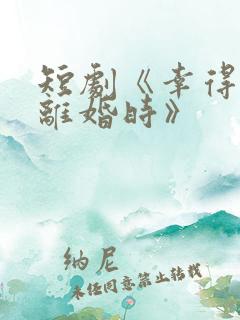 短剧《幸得相遇离婚时》