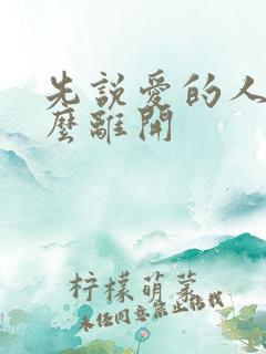 先说爱的人为什么离开