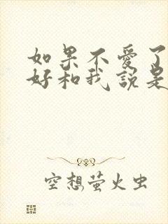 如果不爱了就好好和我说是什么歌