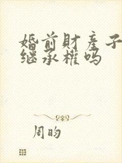 婚前财产子女有继承权吗