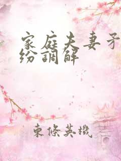 家庭夫妻矛盾纠纷调解