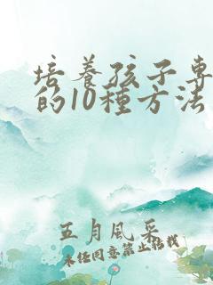 培养孩子专注力的10种方法有哪个