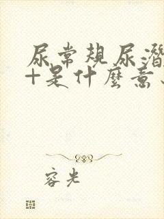 尿常规尿潜血2+是什么意思