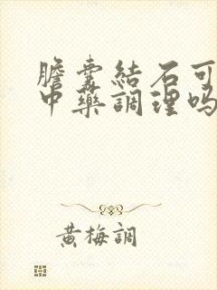 胆囊结石可以用中药调理吗