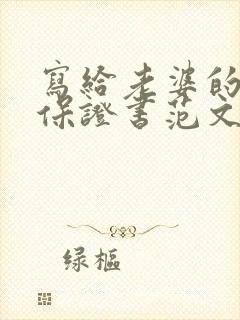 写给老婆的吵架保证书范文