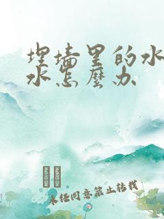 埋墙里的水管漏水怎么办