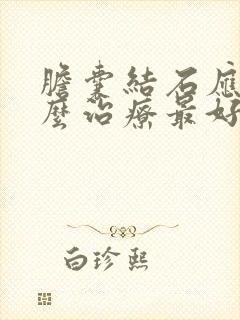 胆囊结石应该怎么治疗最好