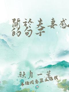 关于夫妻感情好的句子