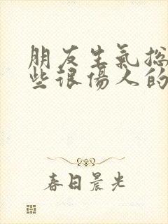 朋友生气总说一些很伤人的话怎么办