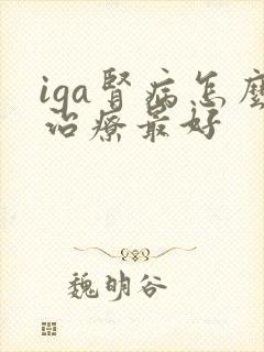 iga肾病怎么治疗最好