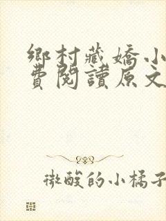 乡村藏娇小说免费阅读原文