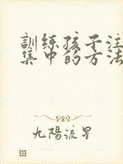 训练孩子注意力集中的方法