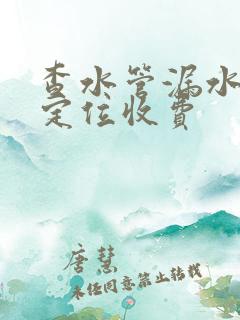 查水管漏水精准定位收费