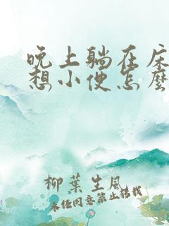 晚上躺在床上就想小便怎么回事