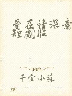 爱在情深意晚时短剧版