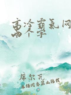 高冷霸气网名男两个字