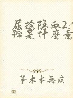 尿检隐血2个加号是什么意思