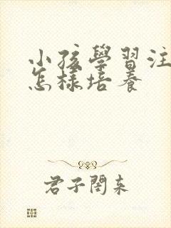 小孩学习注意力怎样培养