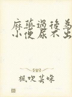 麻药过后为什么小便尿不出来