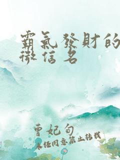 霸气发财的男士微信名