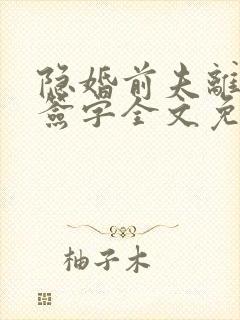 隐婚前夫离婚请签字全文免费阅读