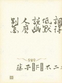 别人说低调低调怎么幽默得回复