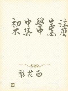 初中学生注意力不集中怎么办